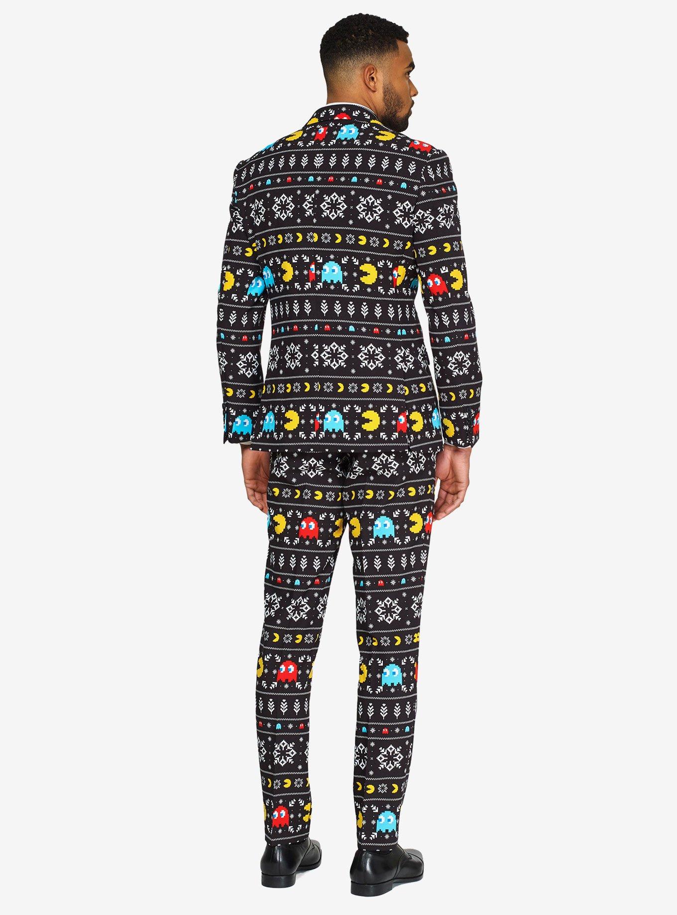 Pac-Man Men's Winter Licensed Christmas Suit, BLACK, alternate