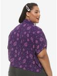 Purple Celestial Hamsa Girls Crop Button-Up, PINK, alternate