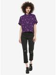 Purple Celestial Hamsa Girls Crop Button-Up, , alternate