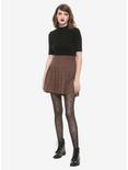 Brown Plaid Skirt, PLAID - BROWN, alternate