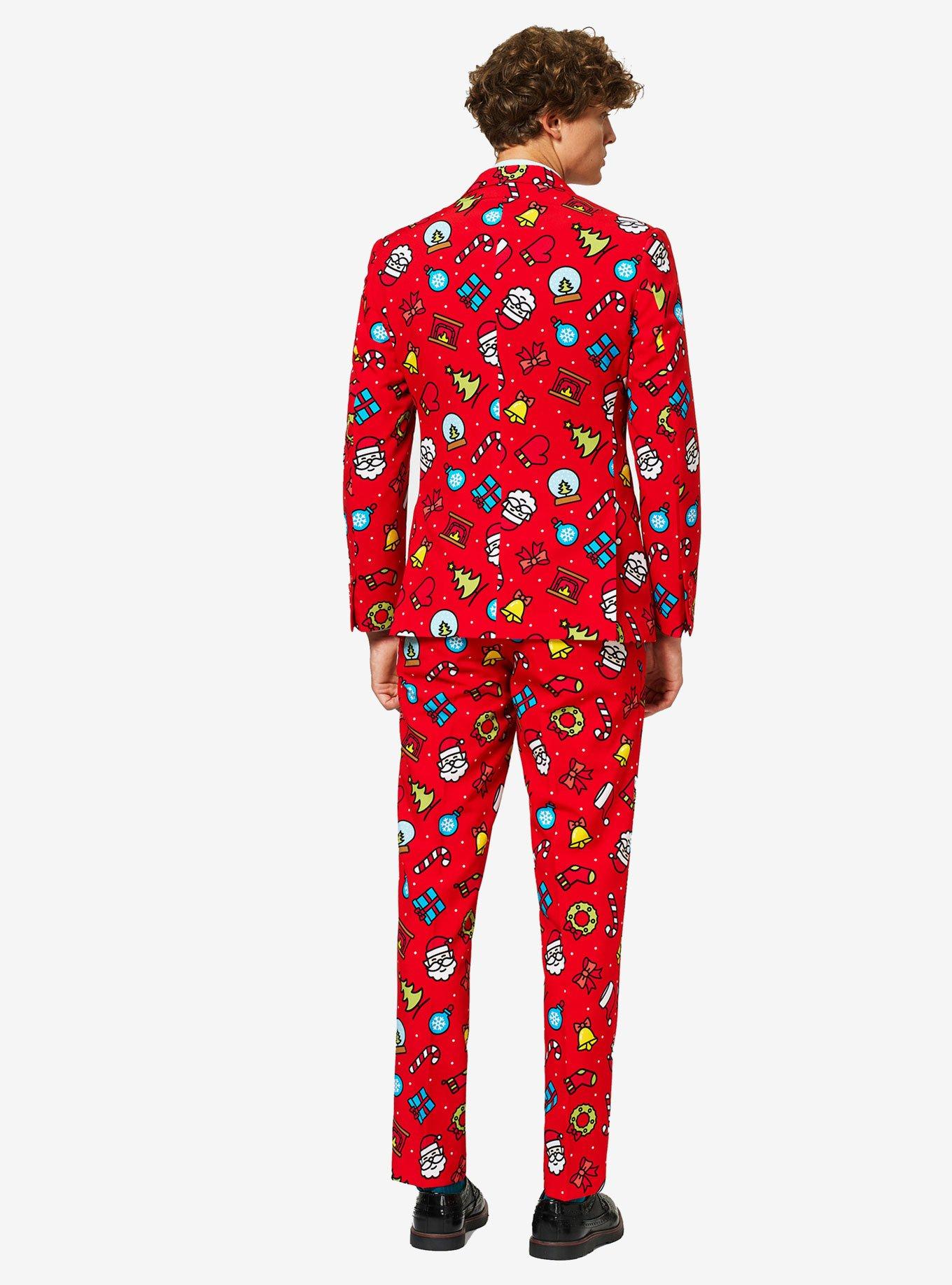 OppoSuits Men's Dapper Decorator Christmas Suit, RED, alternate