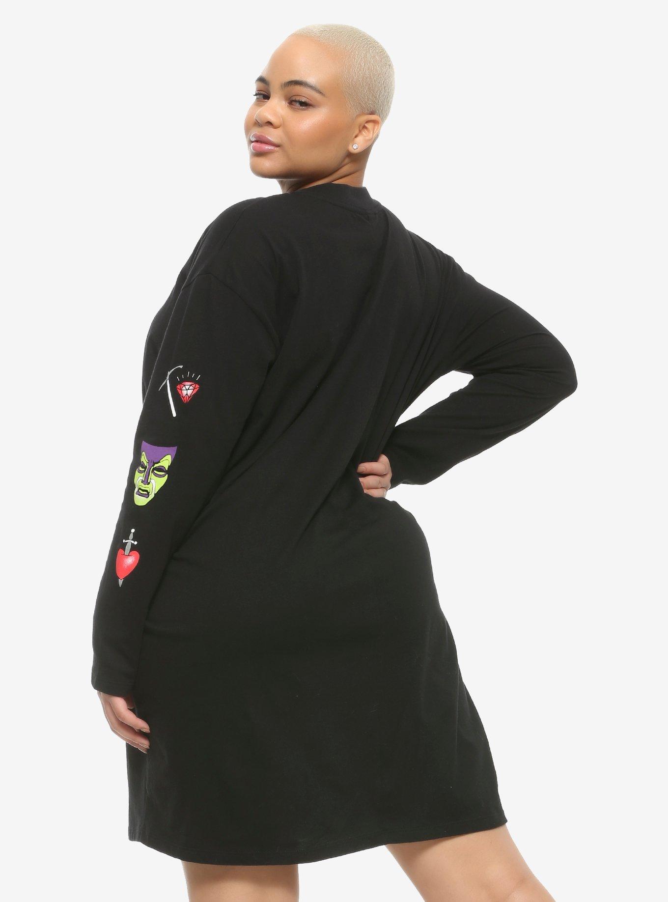 Disney Snow White And The Seven Dwarfs Poison Apple Long-Sleeve T-Shirt Dress Plus Size, BLACK, alternate