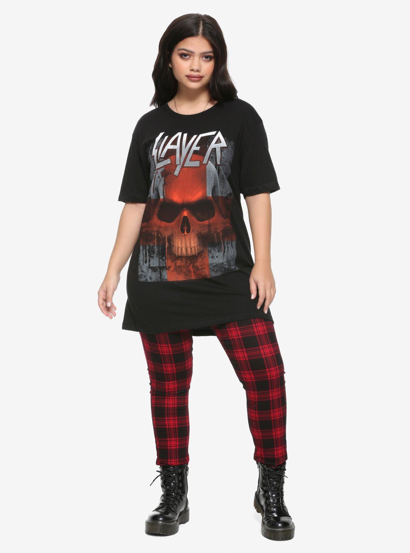 Slayer Skull Upside-Down Cross Girls T-Shirt, BLACK, alternate