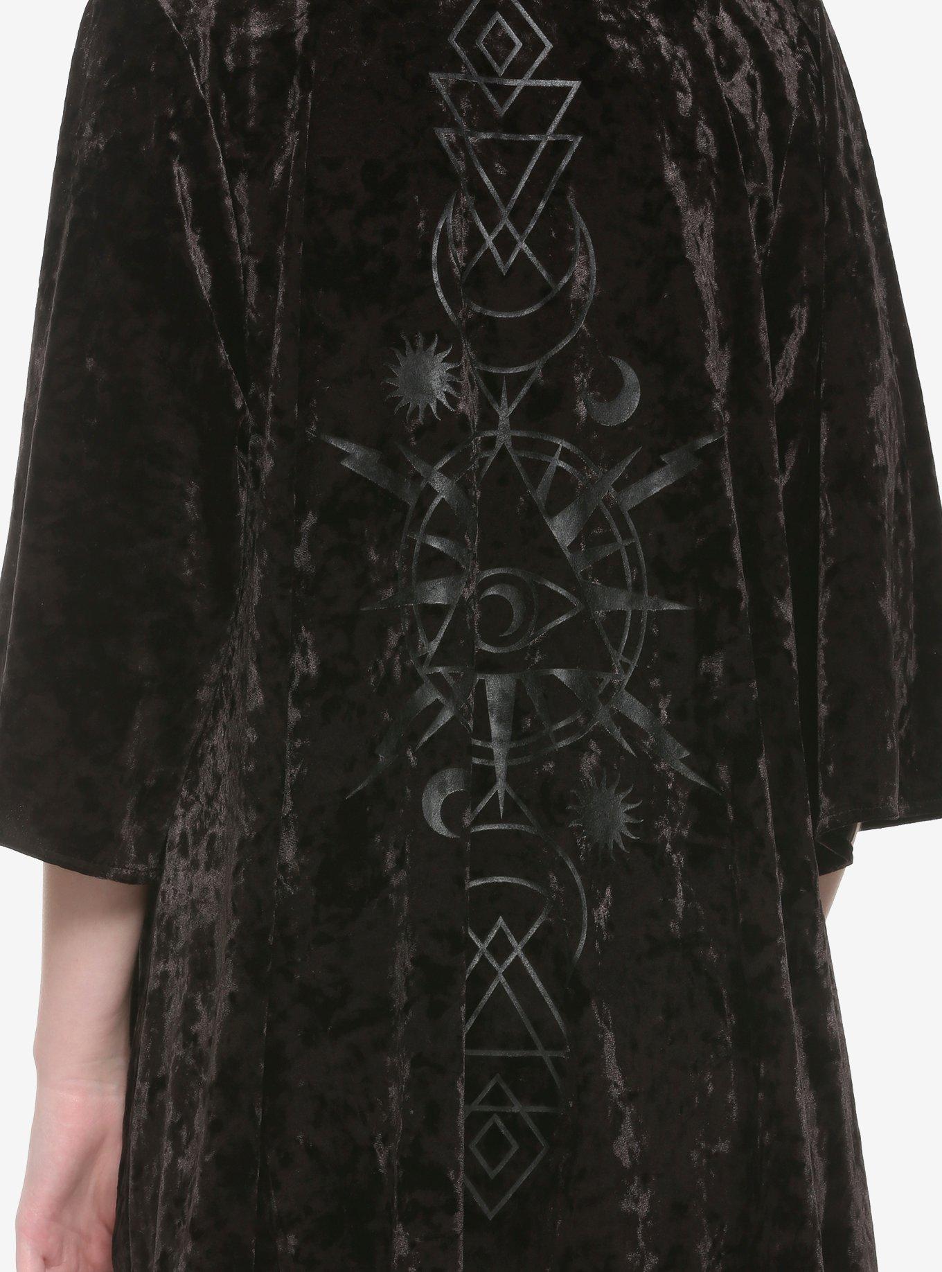 Black Velvet Geometric Kimono, , alternate