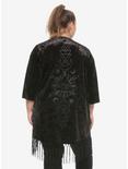 Black Velvet Geometric Kimono Plus Size, WHITE, alternate