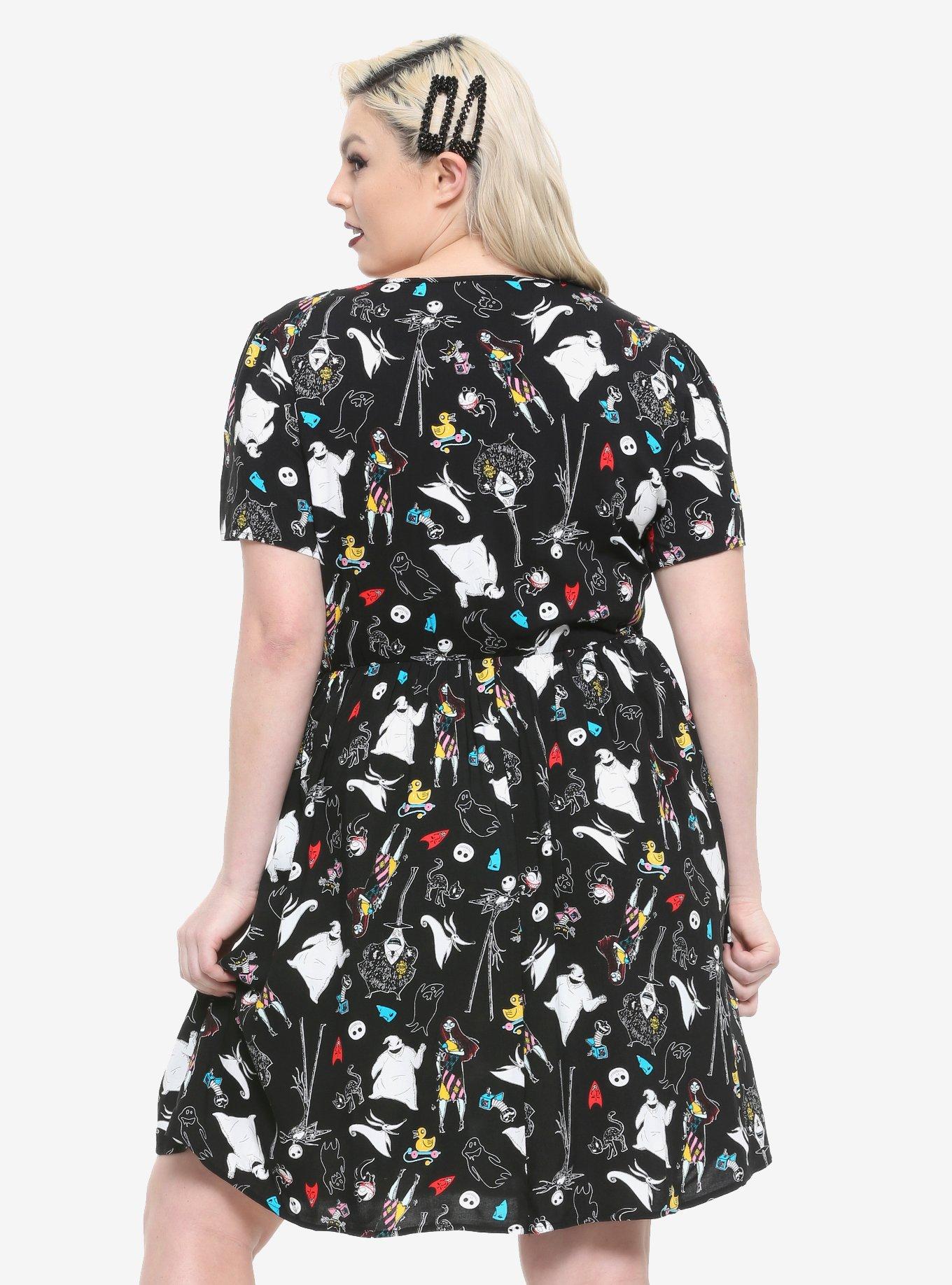 The Nightmare Before Christmas Faux Wrap Dress Plus Size, MULTI, alternate