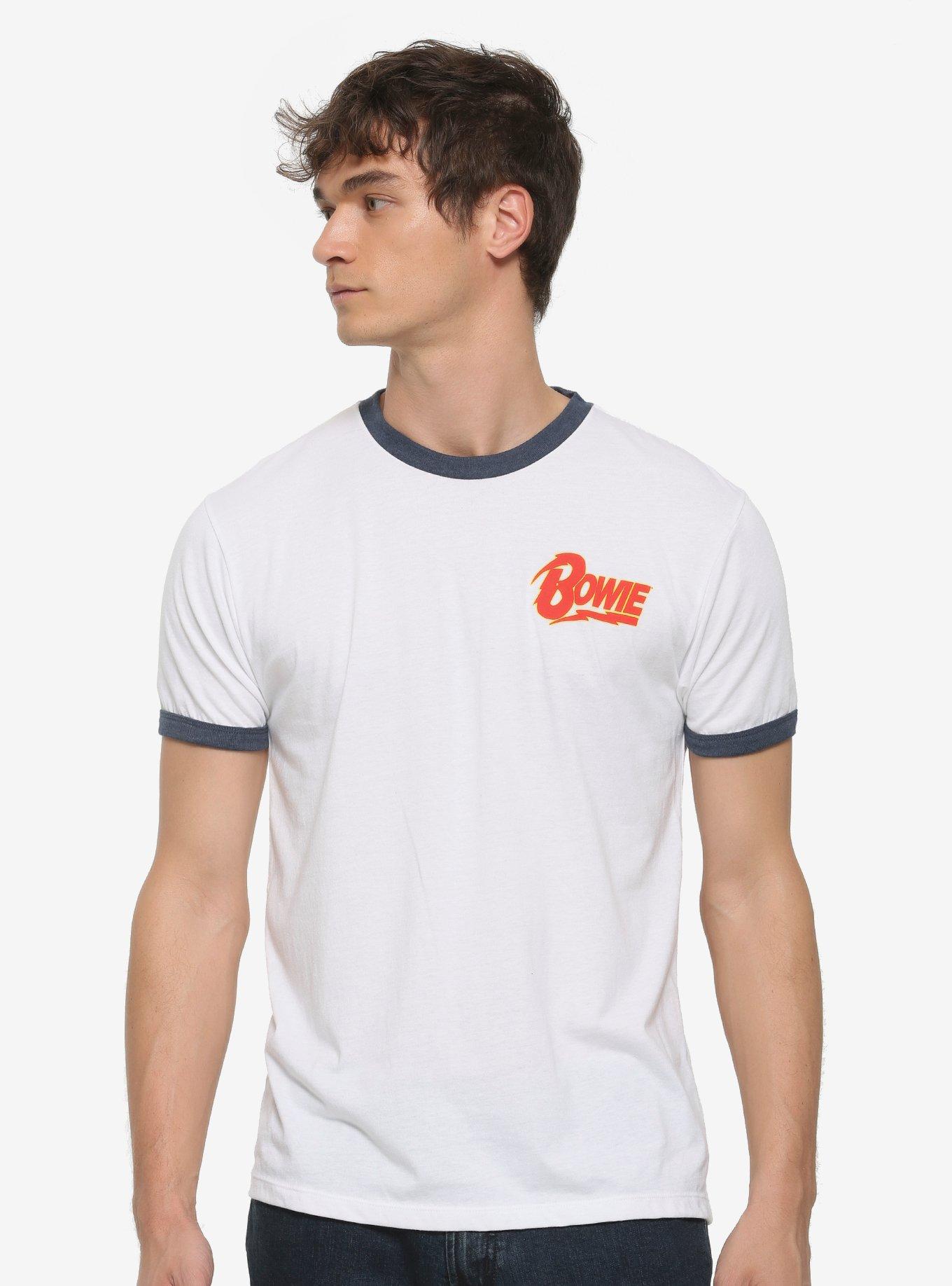 David Bowie Rebel Rebel Ringer T-Shirt, WHITE, alternate