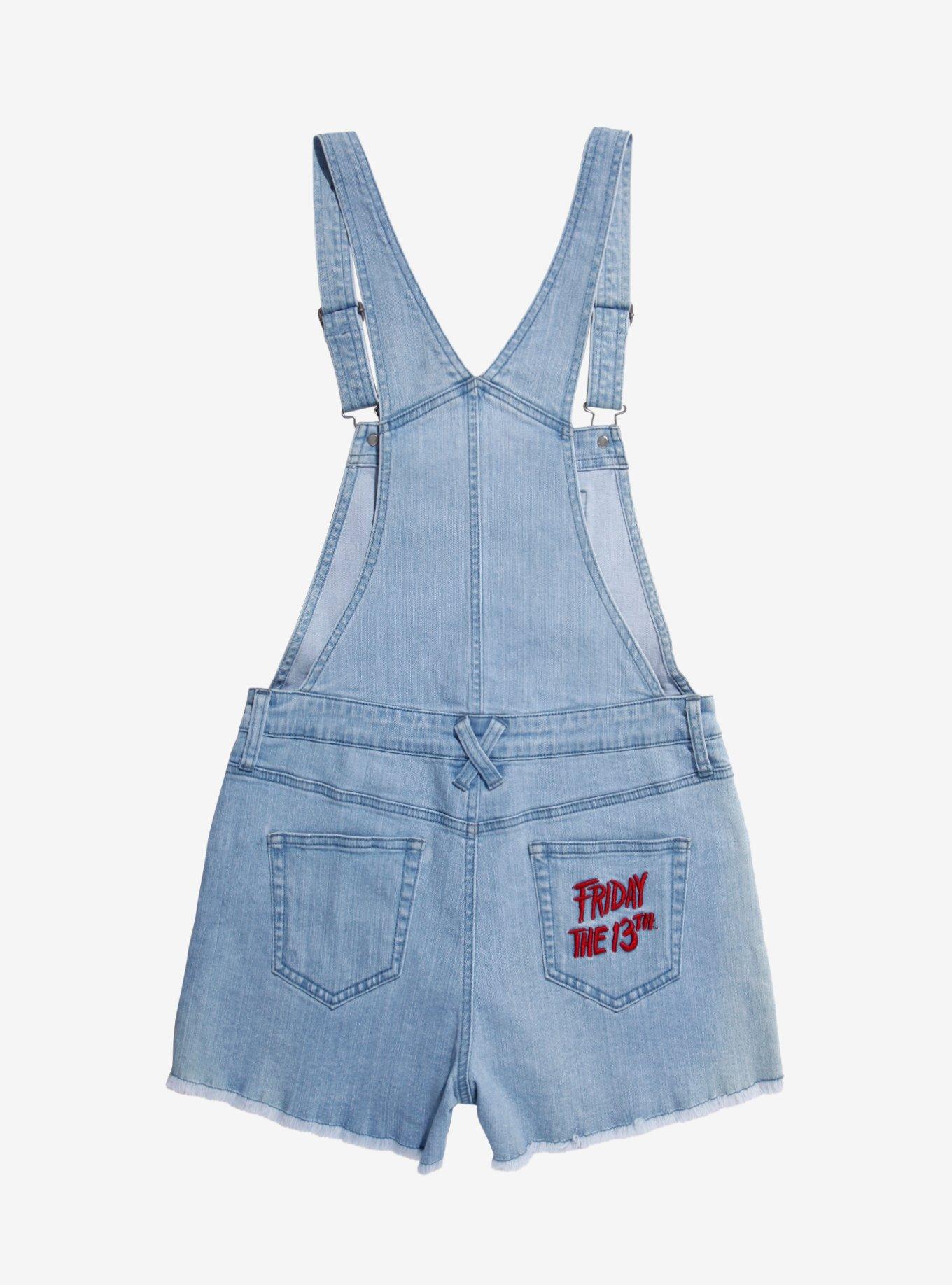 Friday The 13th Camp Crystal Lake Embroidered Shortalls Plus Size, INDIGO, alternate
