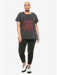 Support Your Local Coven Lace-Up Girls T-Shirt Plus Size, RED, alternate