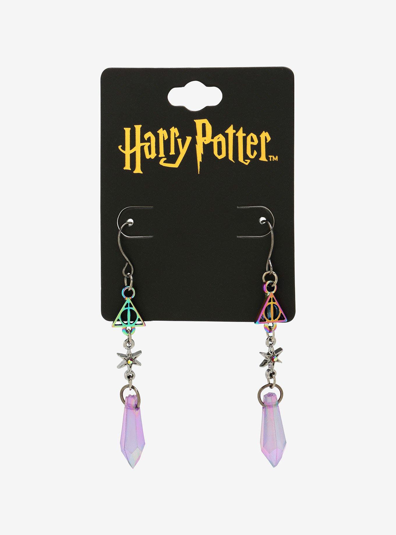 Harry Potter Deathly Hallows Rainbow & Crystal Drop Earrings, , alternate