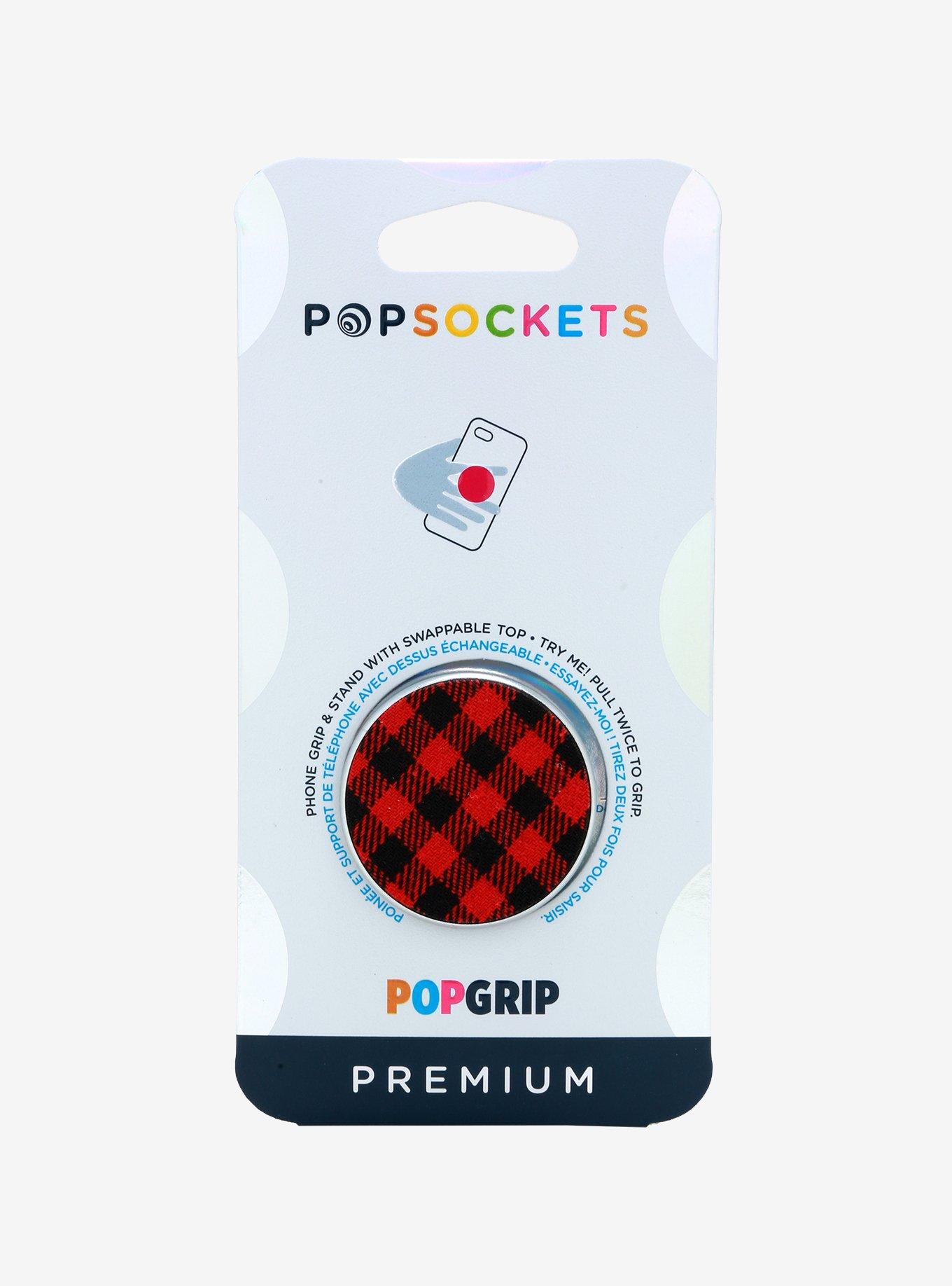 PopSockets Red & Black Plaid Fabric Phone Grip & Stand, , alternate