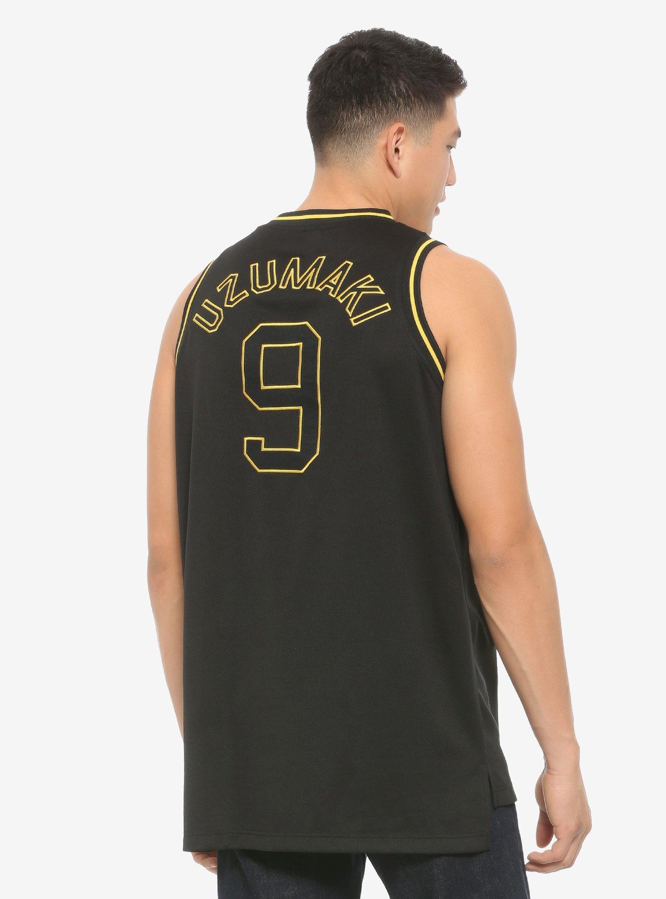 Naruto Shippuden Hidden Leaf Uzumaki Basketball Jersey, BLACK, alternate