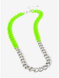 Lime Green & Silver Chain Necklace, , alternate