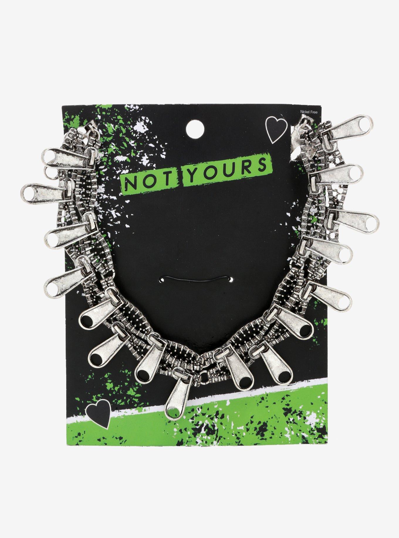 Zipper Pull Statement Necklace, , alternate