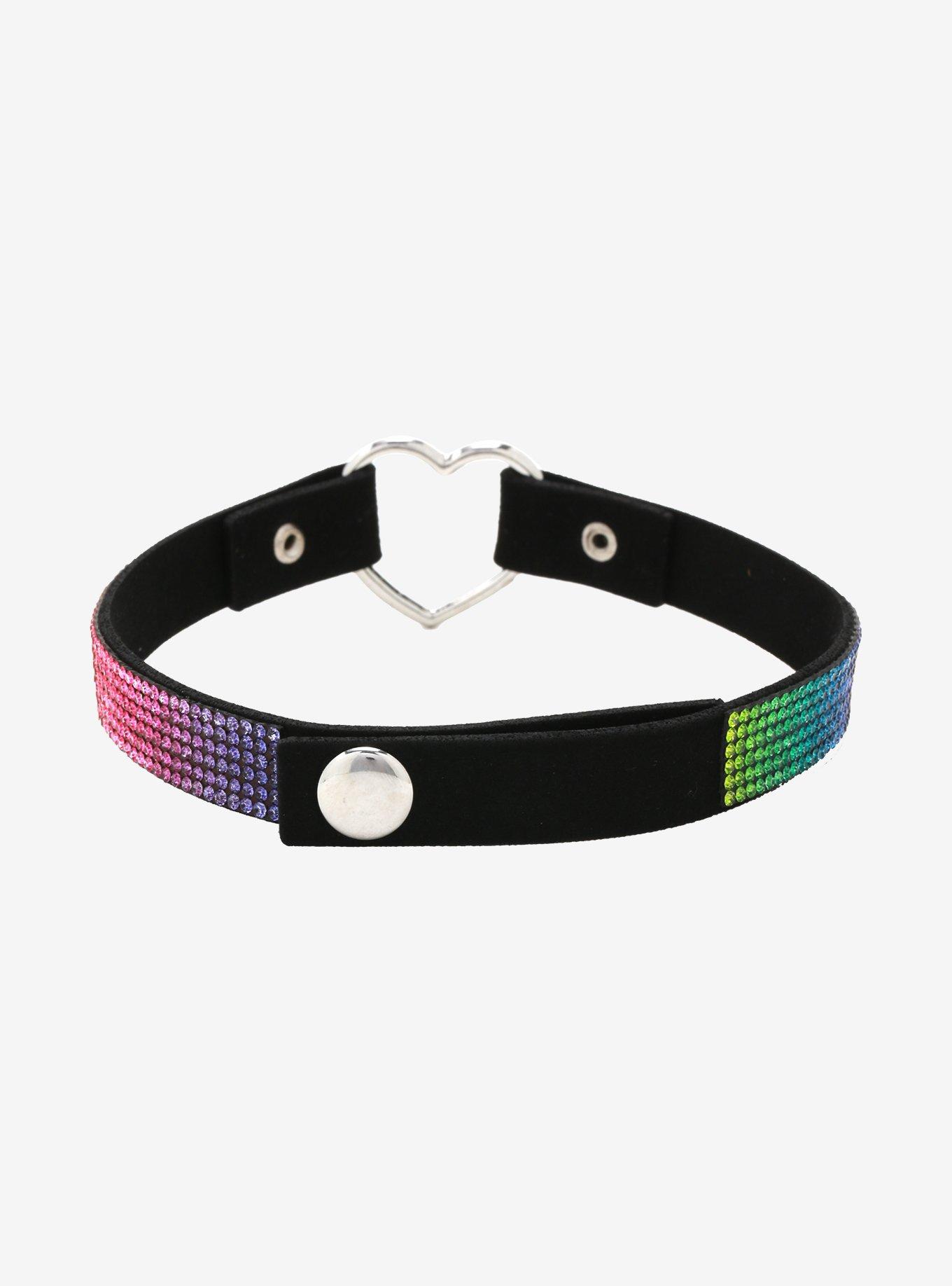 Rainbow Sparkle Heart Choker, , alternate