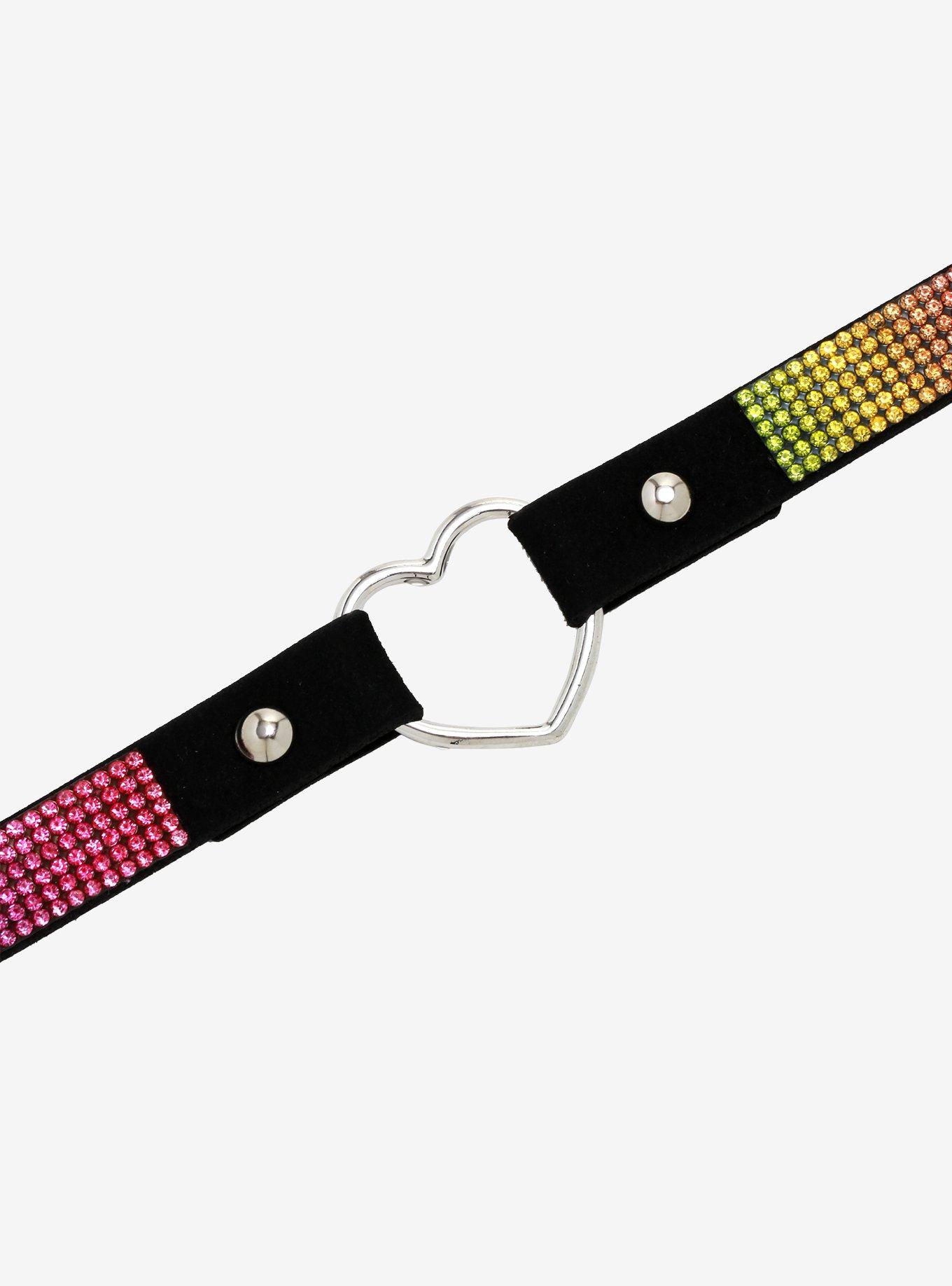 Rainbow Sparkle Heart Choker, , alternate