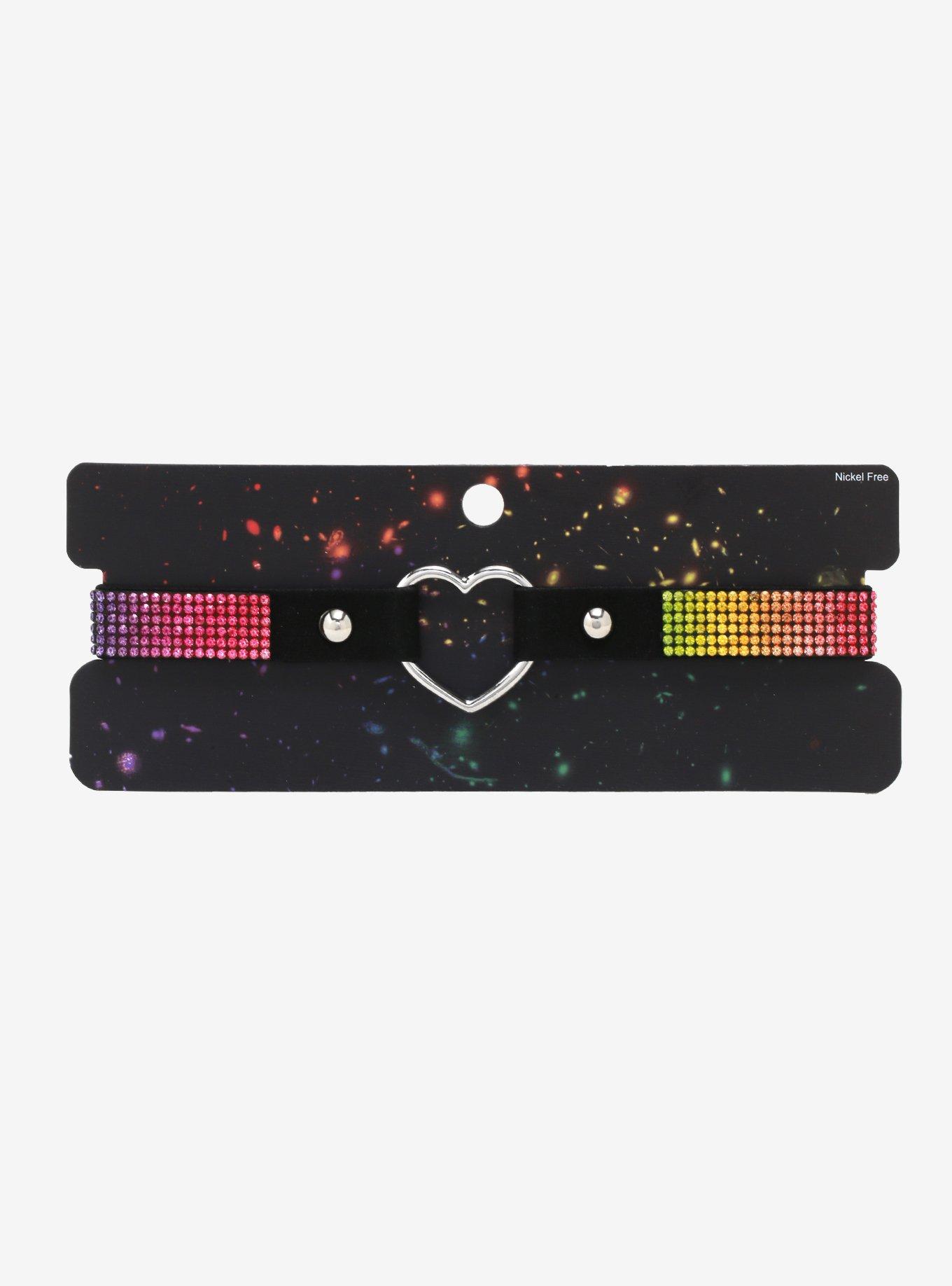 Rainbow Sparkle Heart Choker, , alternate