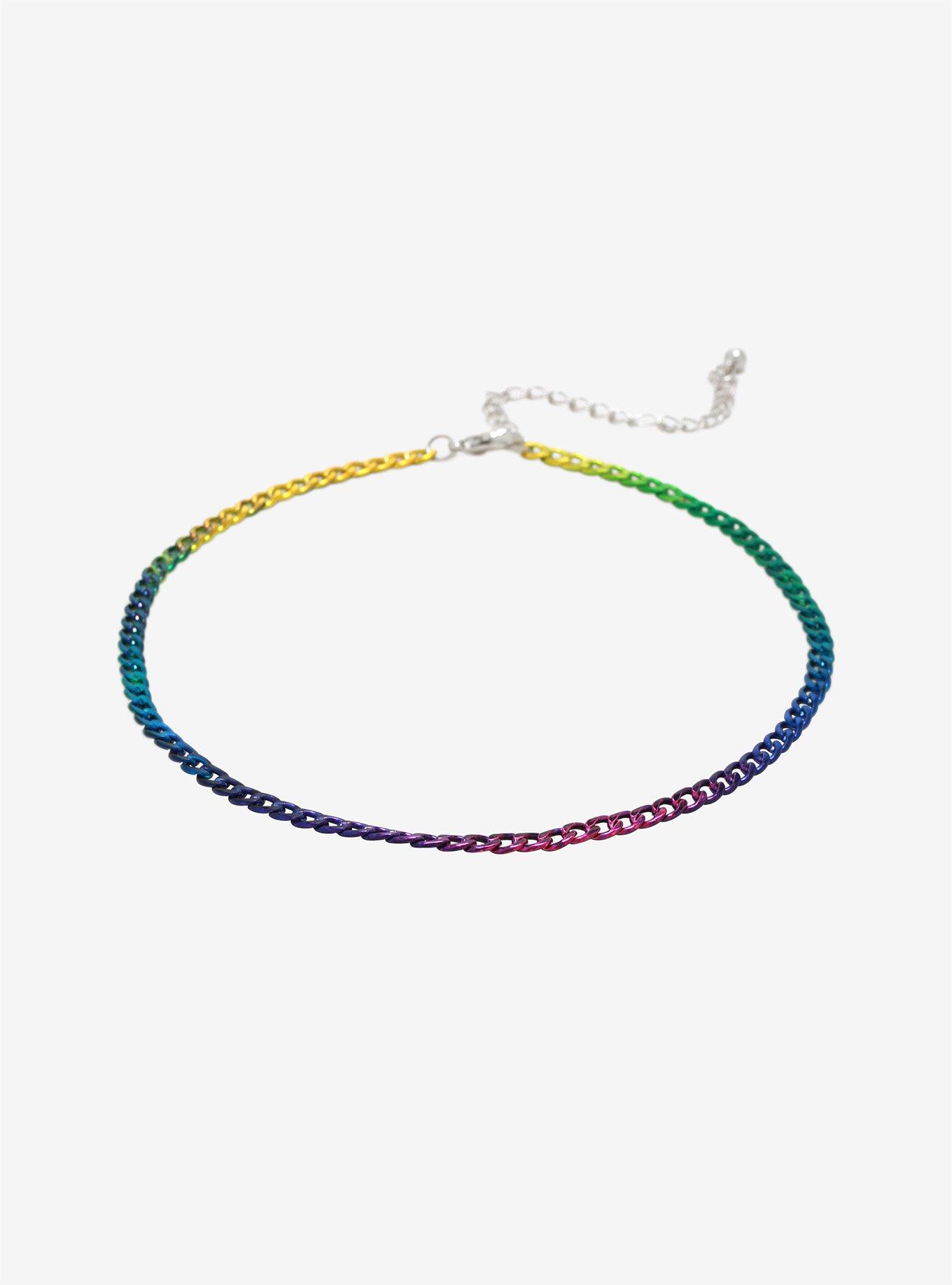 Rainbow Ombre Chain Choker, , alternate