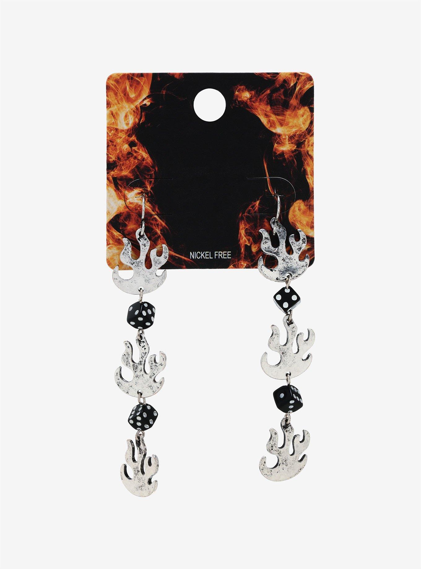 Flame Dice Drop Earrings, , alternate