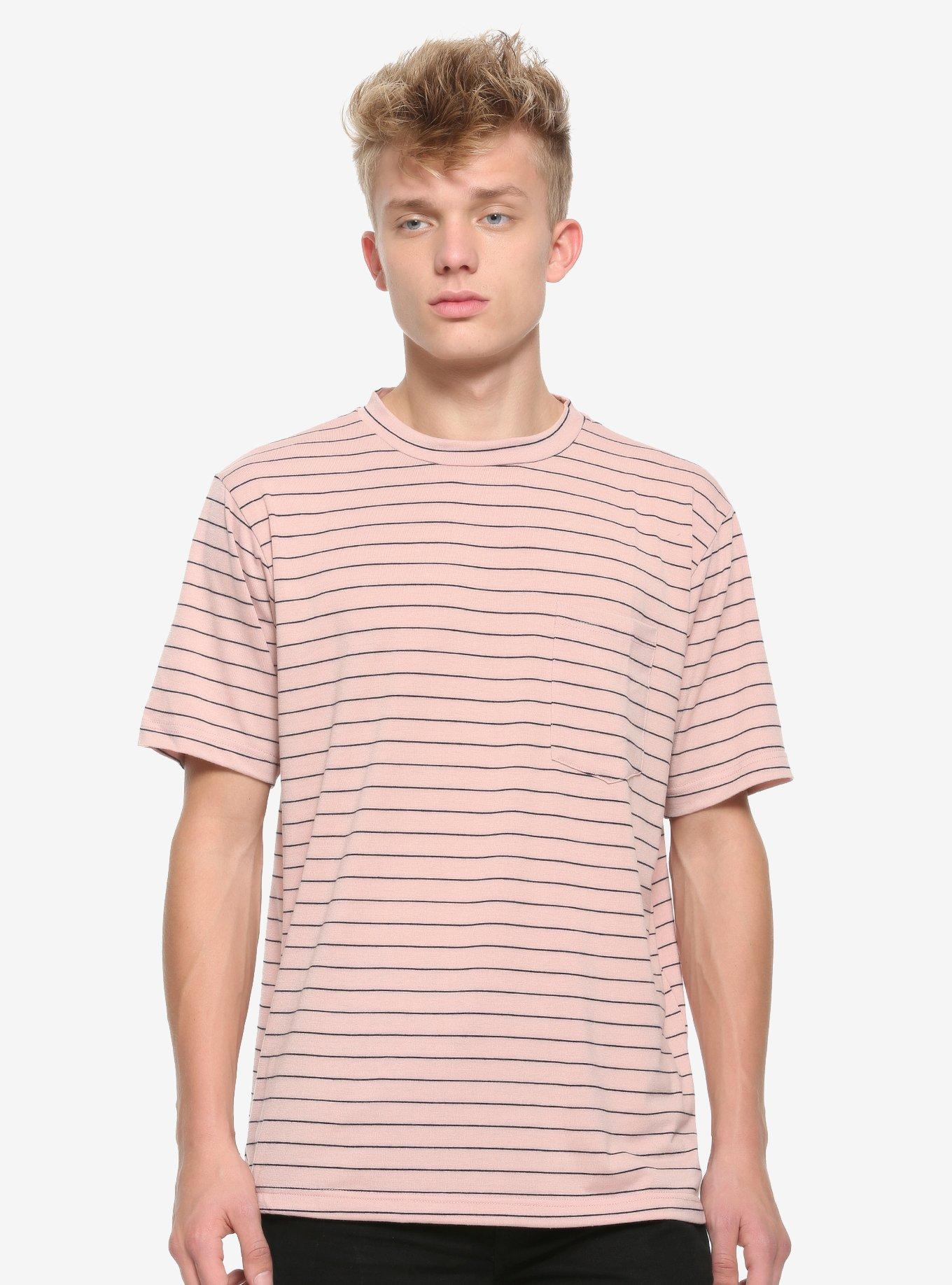 Pink & Black Striped Pocket T-Shirt, PINK, alternate