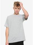 Grey & White Striped Pocket T-Shirt, GREY, alternate