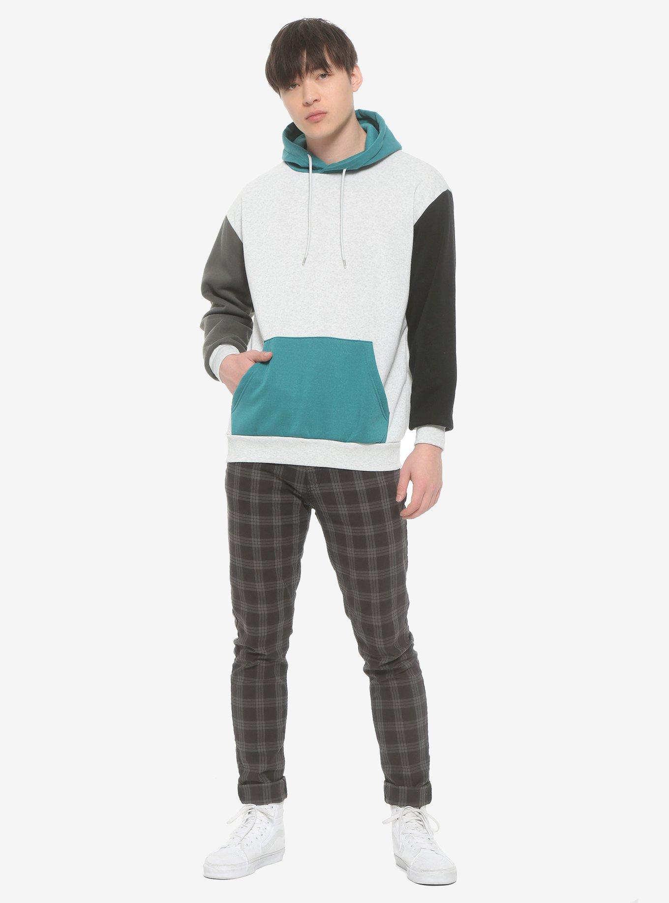 Teal Color-Block Hoodie, MULTI, alternate