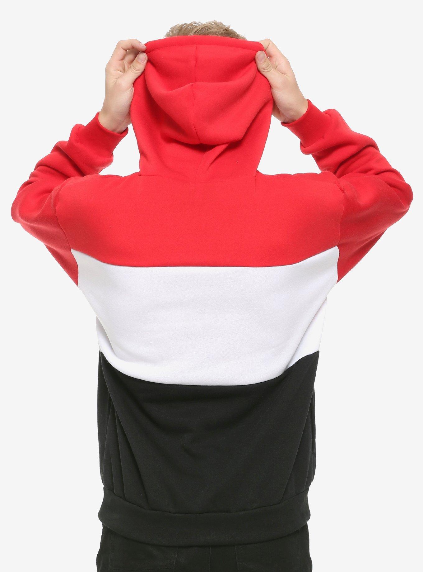 Red Color-Block Hoodie, MULTI, alternate