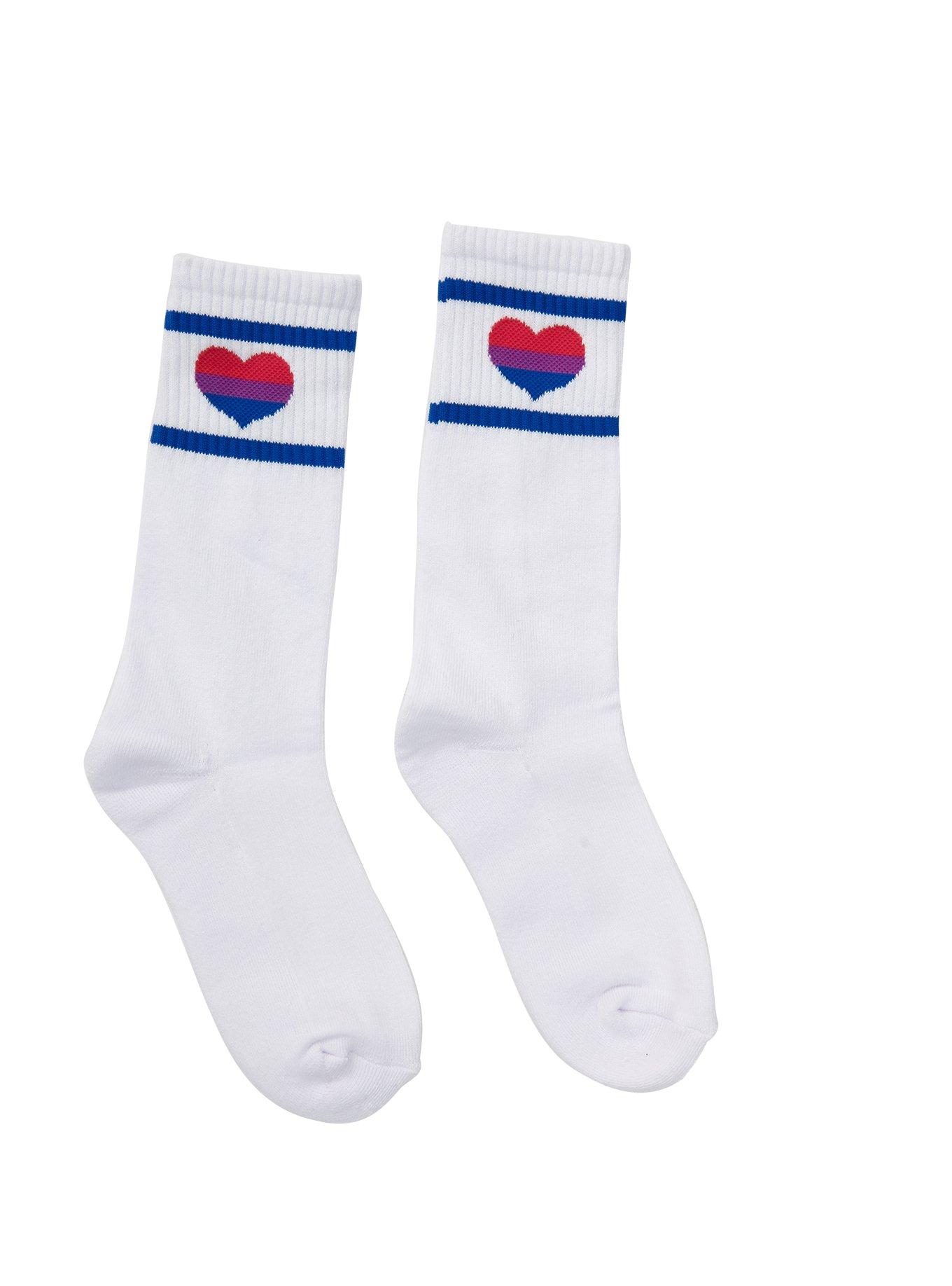 Bisexual Pride Heart Girls Crew Socks, , alternate