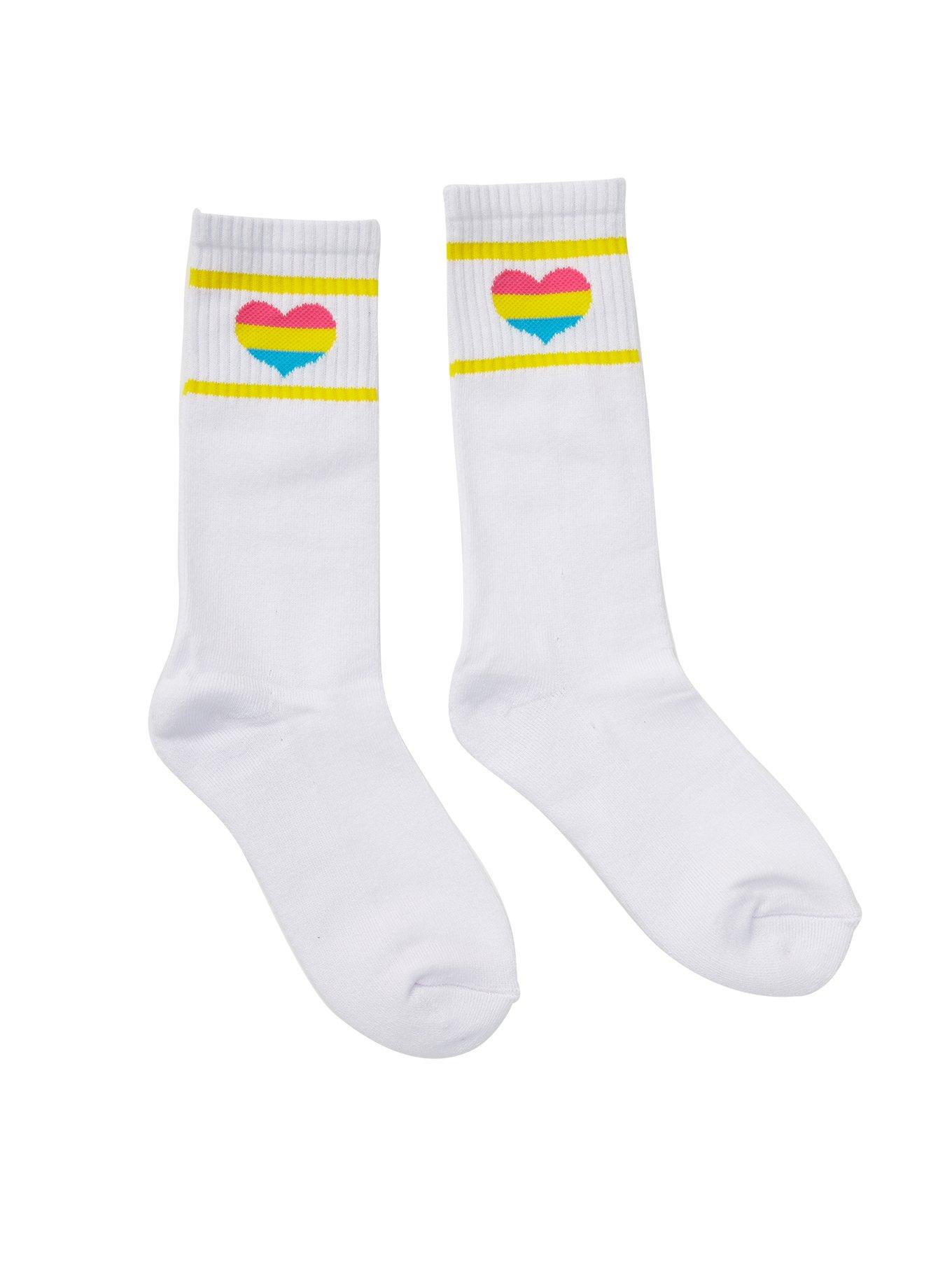 Pansexual Pride Heart Girls Crew Socks, , alternate