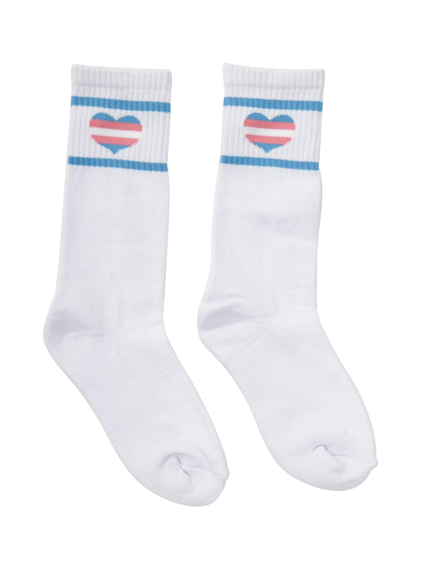 Transgender Pride Heart Girls Crew Socks, , alternate