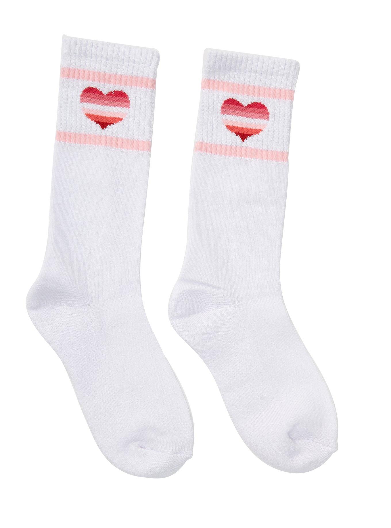 Lesbian Pride Heart Girls Crew Socks, , alternate