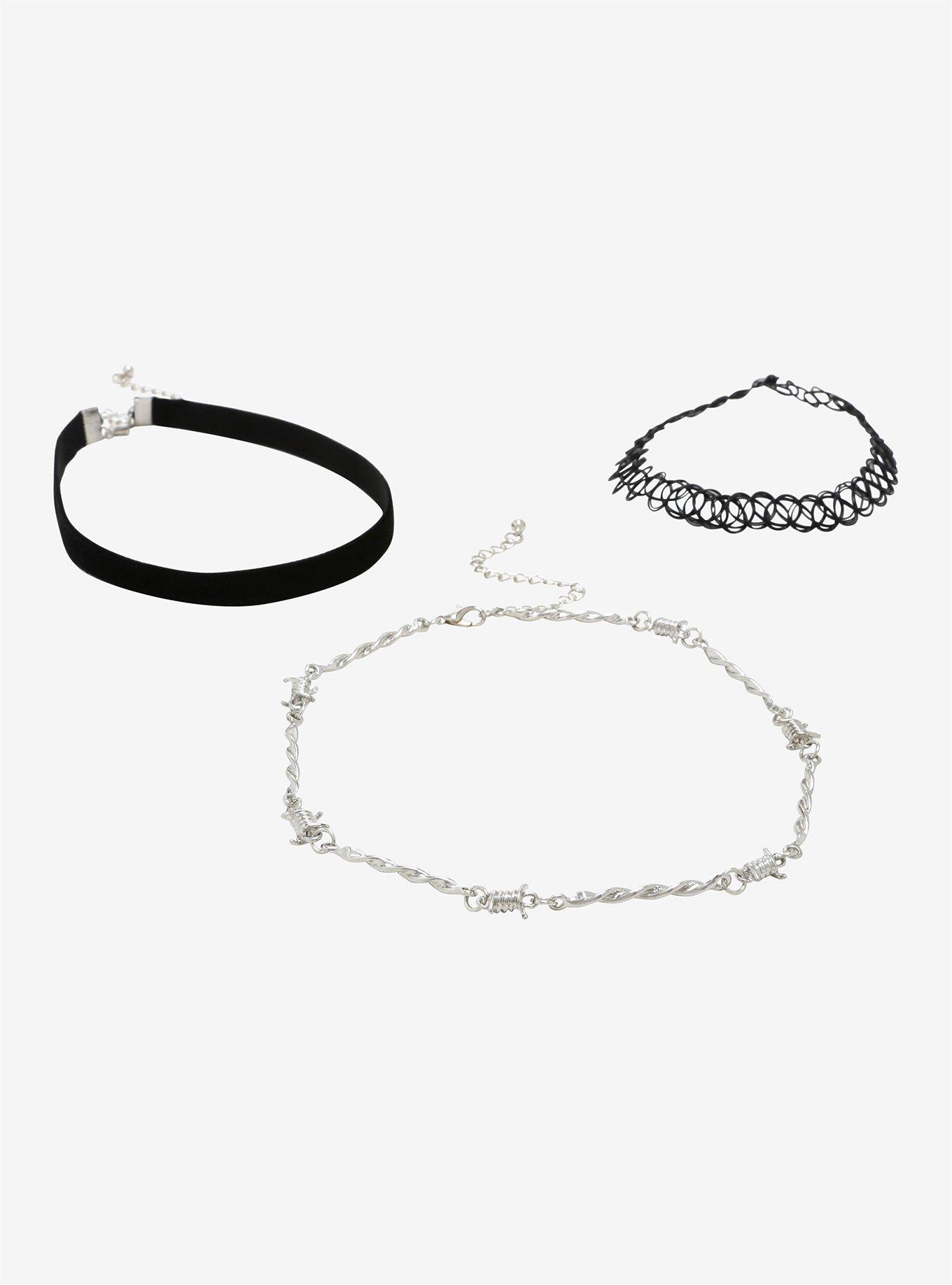 Barbed Wire Velvet Tattoo Choker Set, , alternate