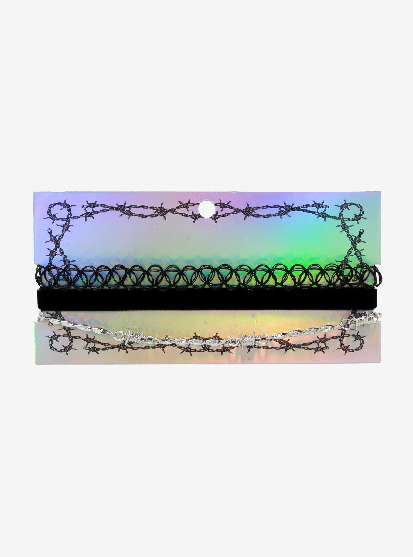 Barbed Wire Velvet Tattoo Choker Set, , alternate