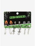 Flame Checkered Barbed Wire Chain Earring Set, , alternate