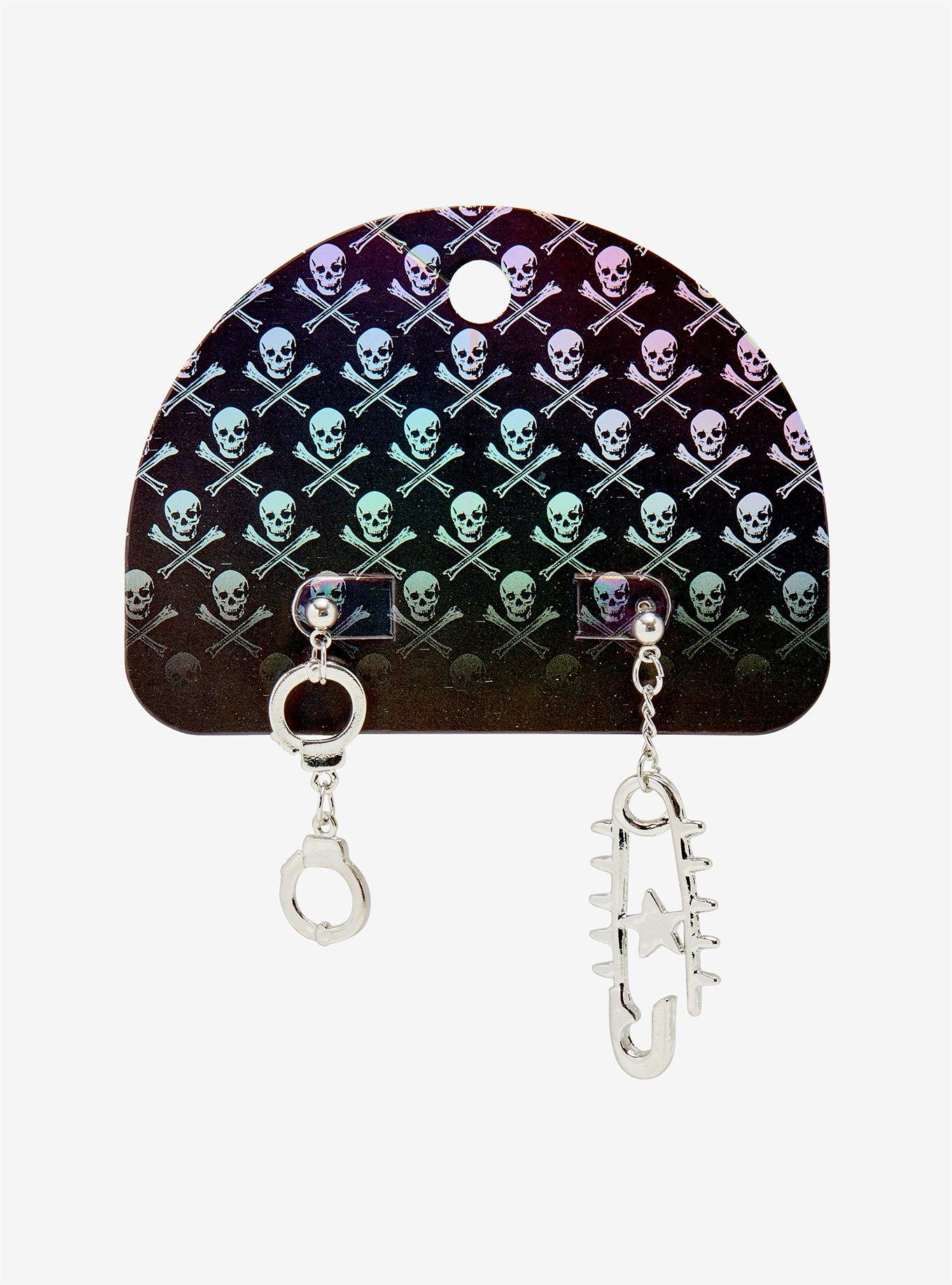 Handcuffs & Safety Pin Mismatch Earrings, , alternate