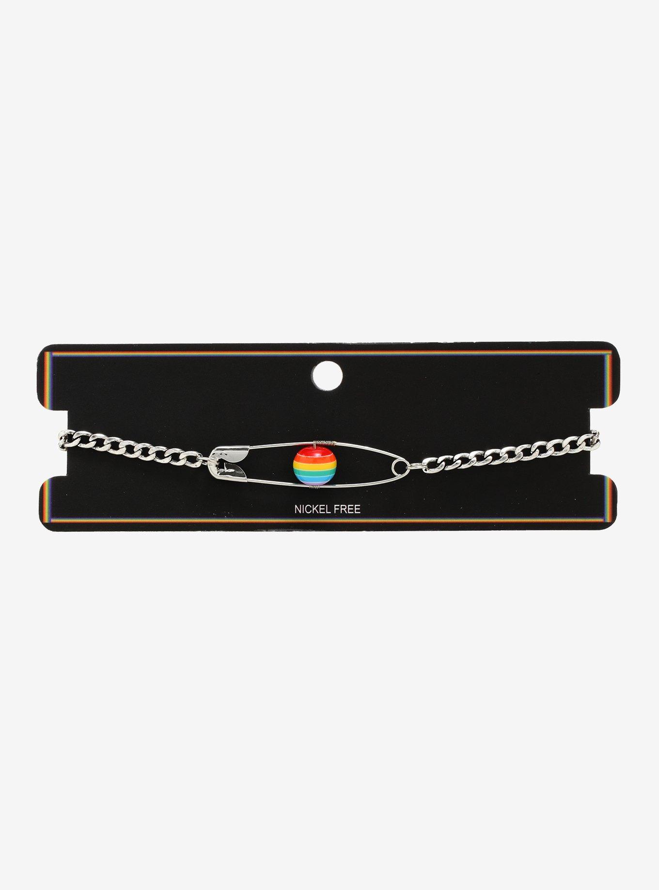Rainbow Ball Safety Pin Choker, , alternate