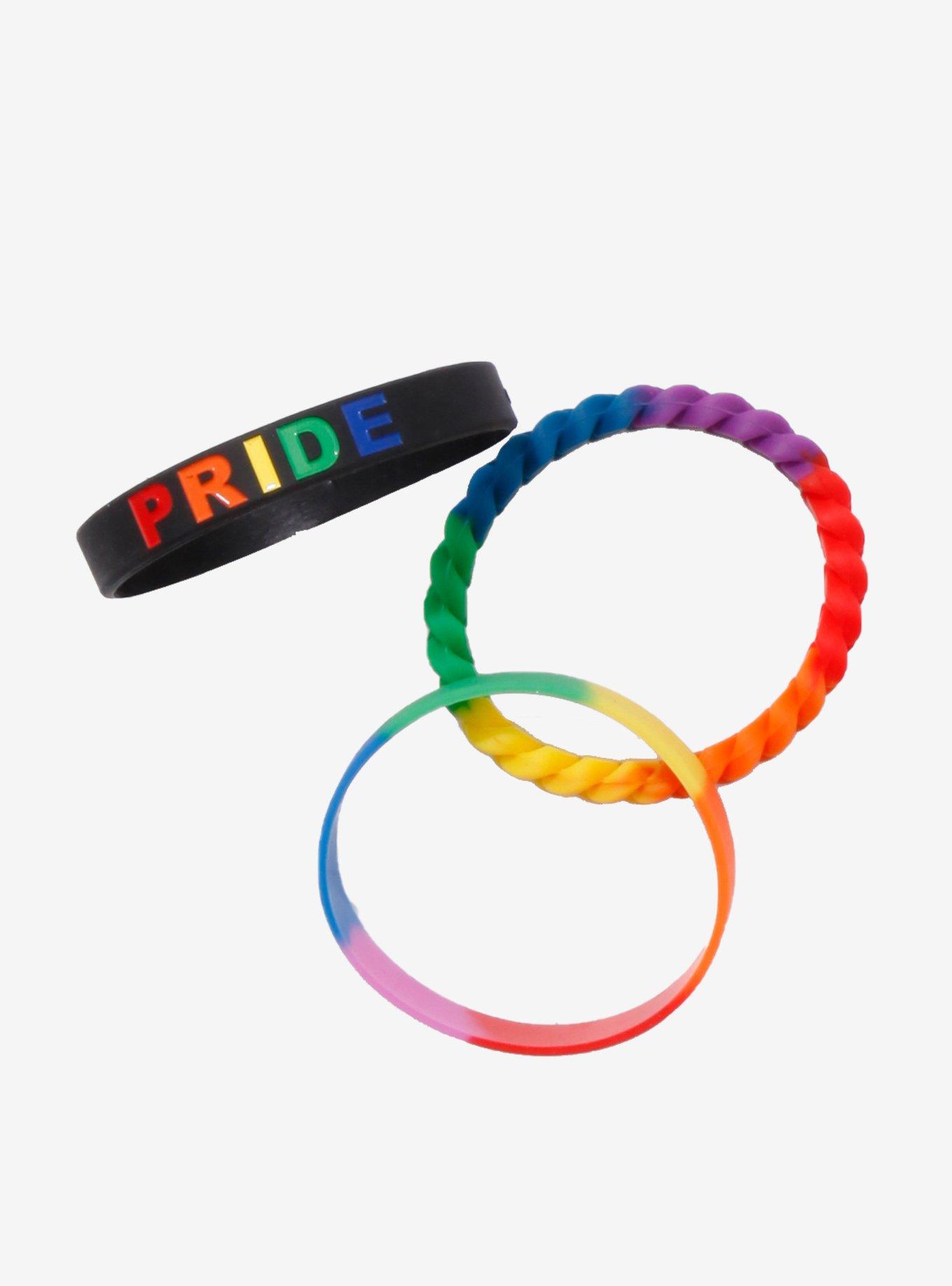 Rainbow Rubber Bracelet Set, , alternate