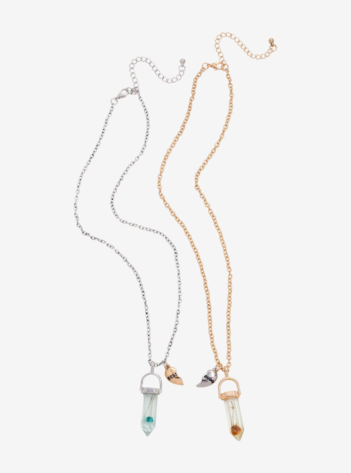 Dried Flower Crystals Best Friend Necklace Set, , alternate