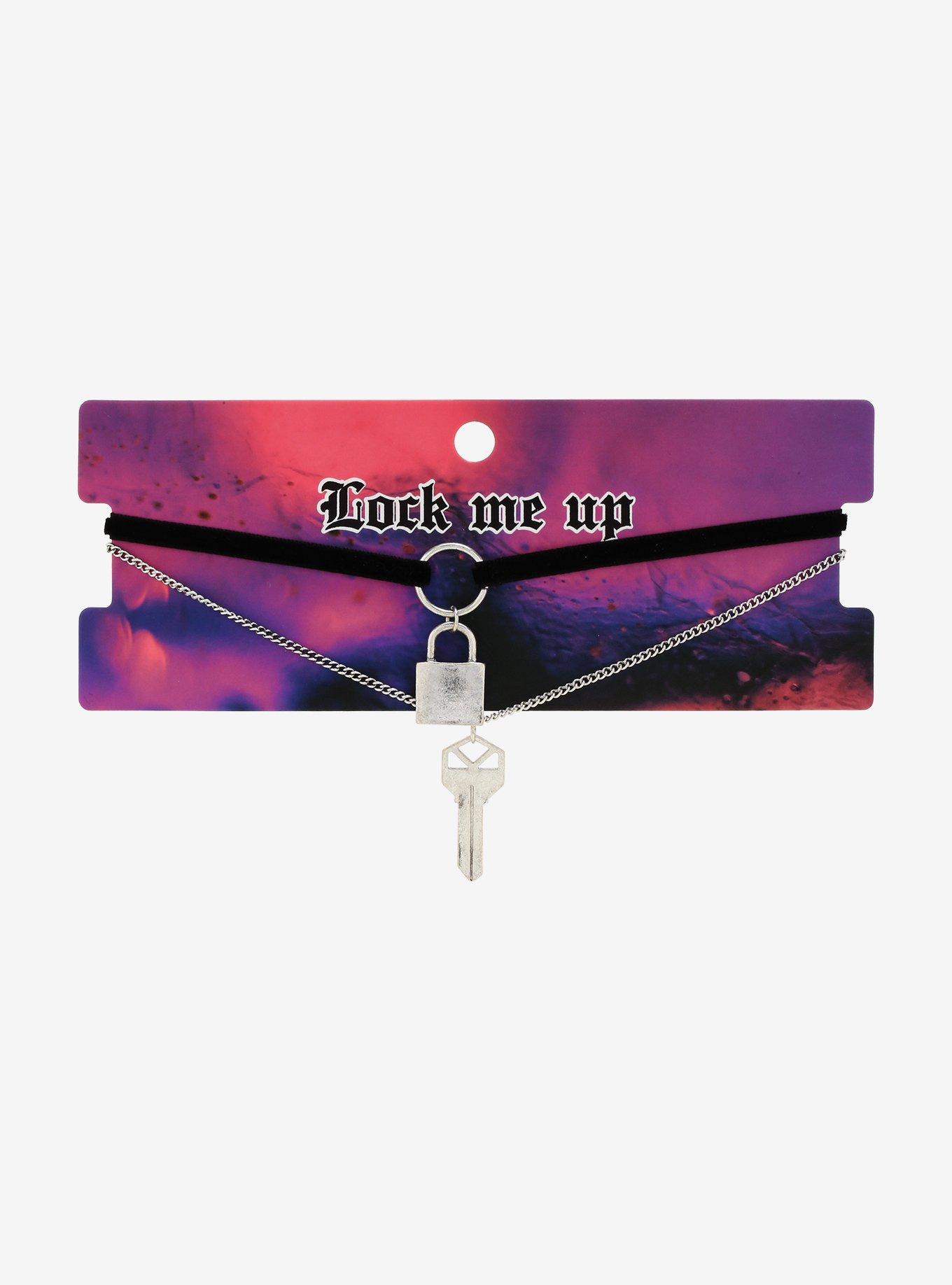 Padlock & Key Layered Choker, , alternate