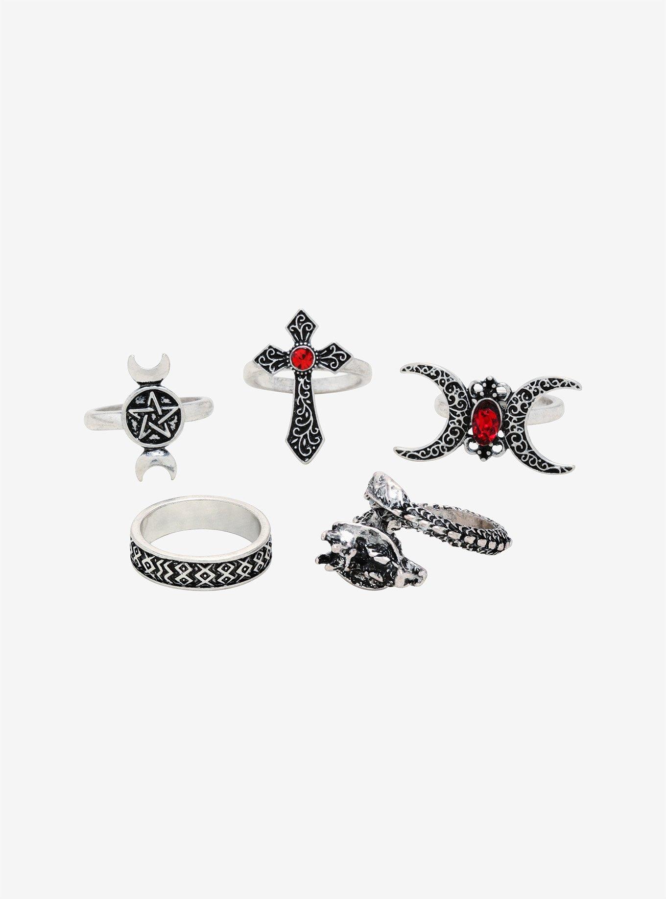 Ruby Cross Dragon Ring Set, , alternate