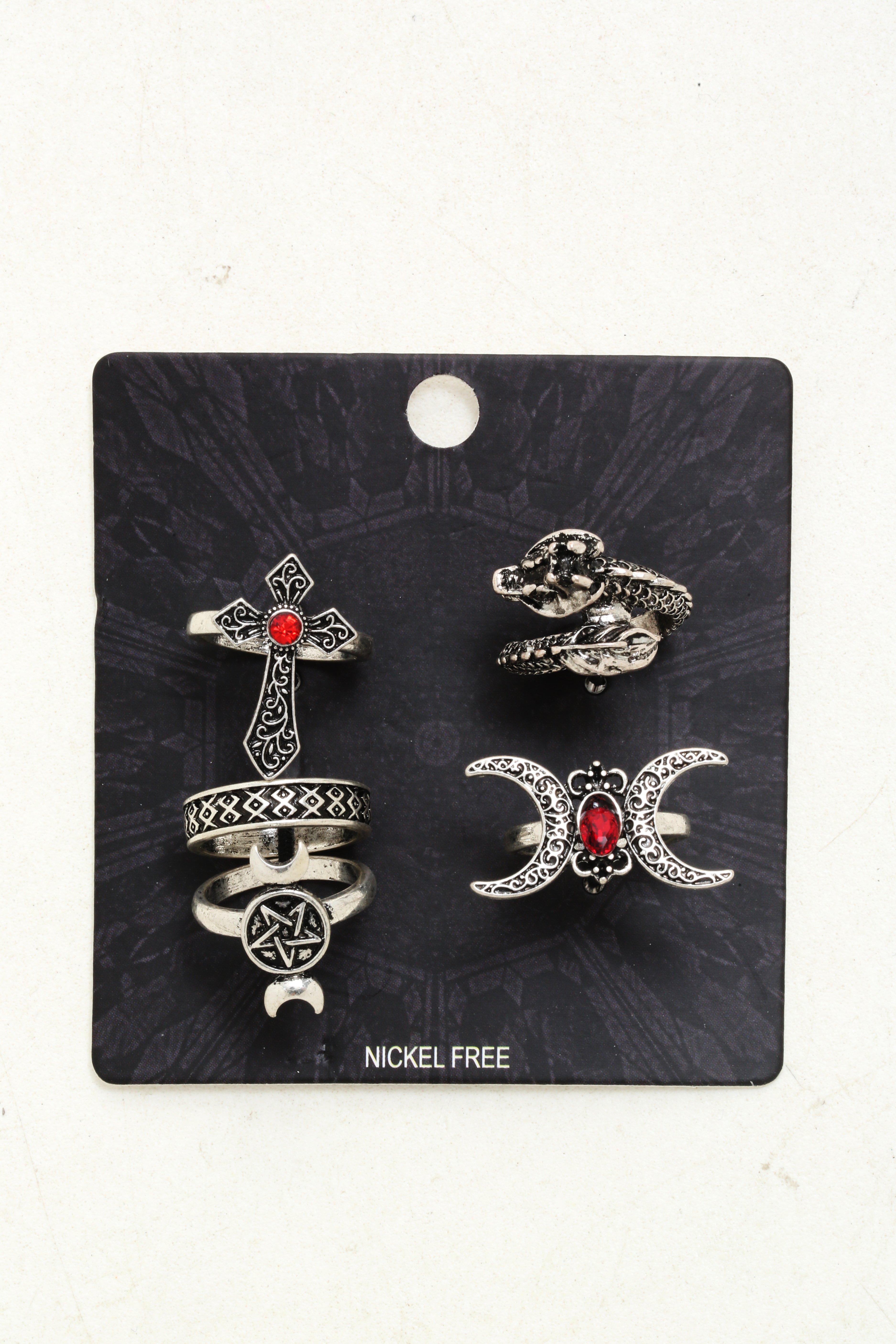 Ruby Cross Dragon Ring Set, , alternate