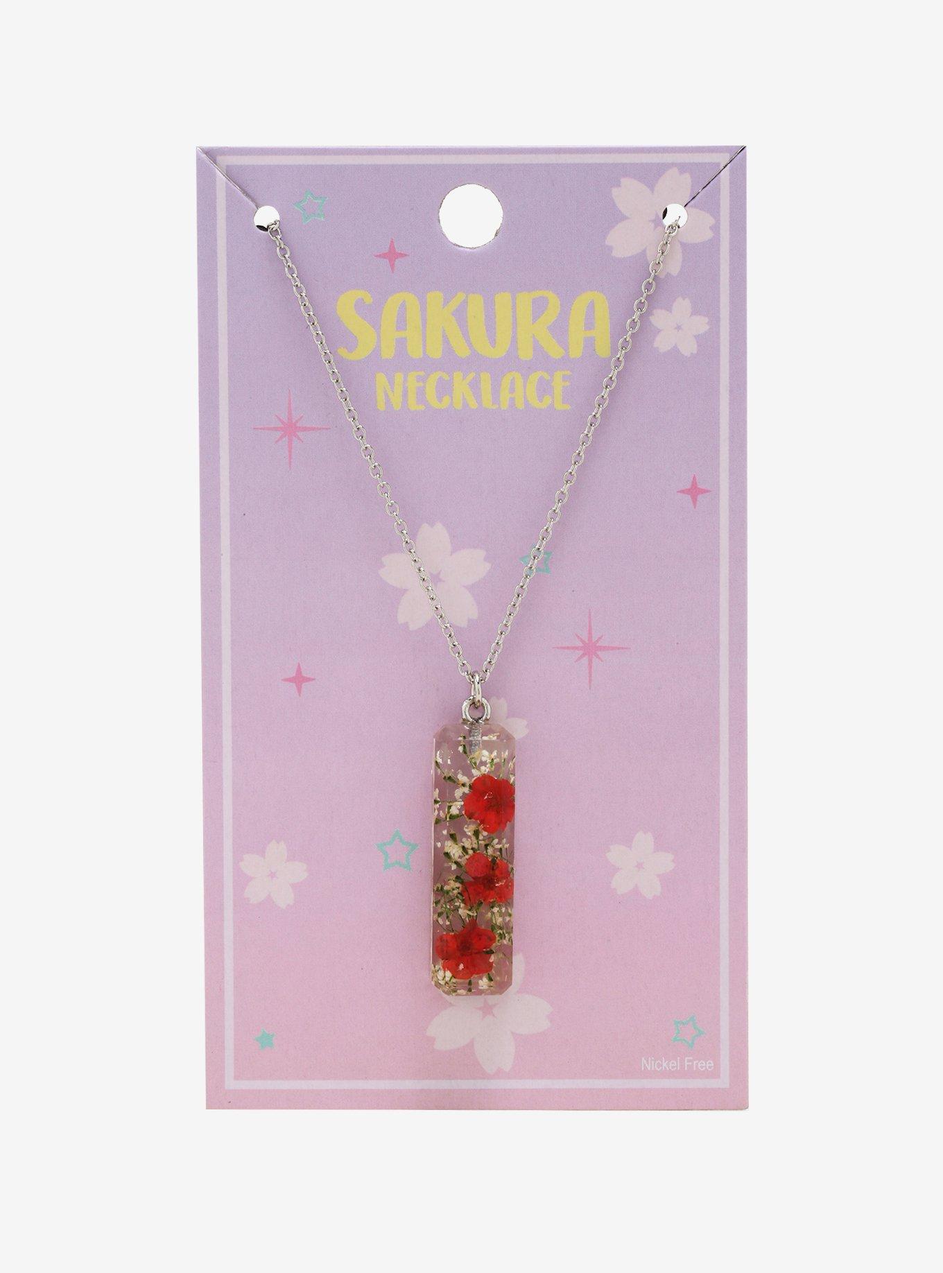 Sakura Dried Flower Crystal Necklace, , alternate