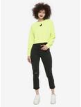 Neon Yellow Yin-Yang Girls Crop Sweatshirt, CHARTREUSE, alternate
