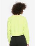 Neon Yellow Yin-Yang Girls Crop Sweatshirt, CHARTREUSE, alternate