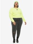 Neon Yellow Yin-Yang Girls Crop Sweatshirt Plus Size, CHARTREUSE, alternate