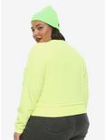 Neon Yellow Yin-Yang Girls Crop Sweatshirt Plus Size, CHARTREUSE, alternate