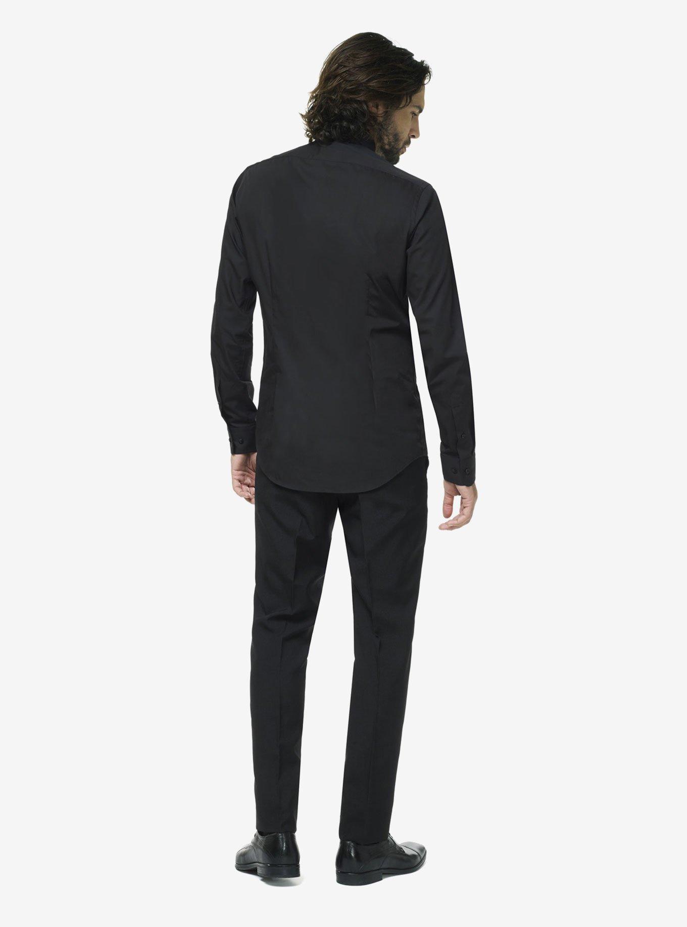 OppoSuits Men's Black Knight Solid Color Shirt, BLACK, alternate