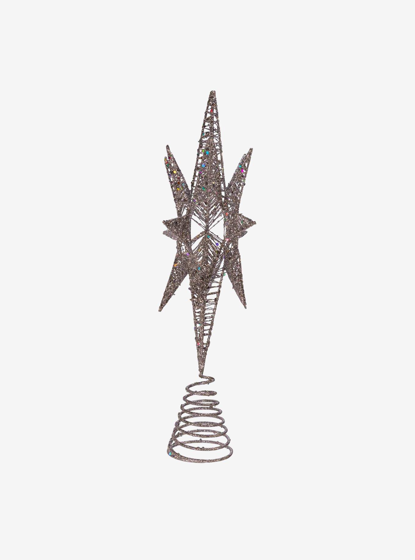 Silver Glitter Wire 3D Star Treetop, , alternate