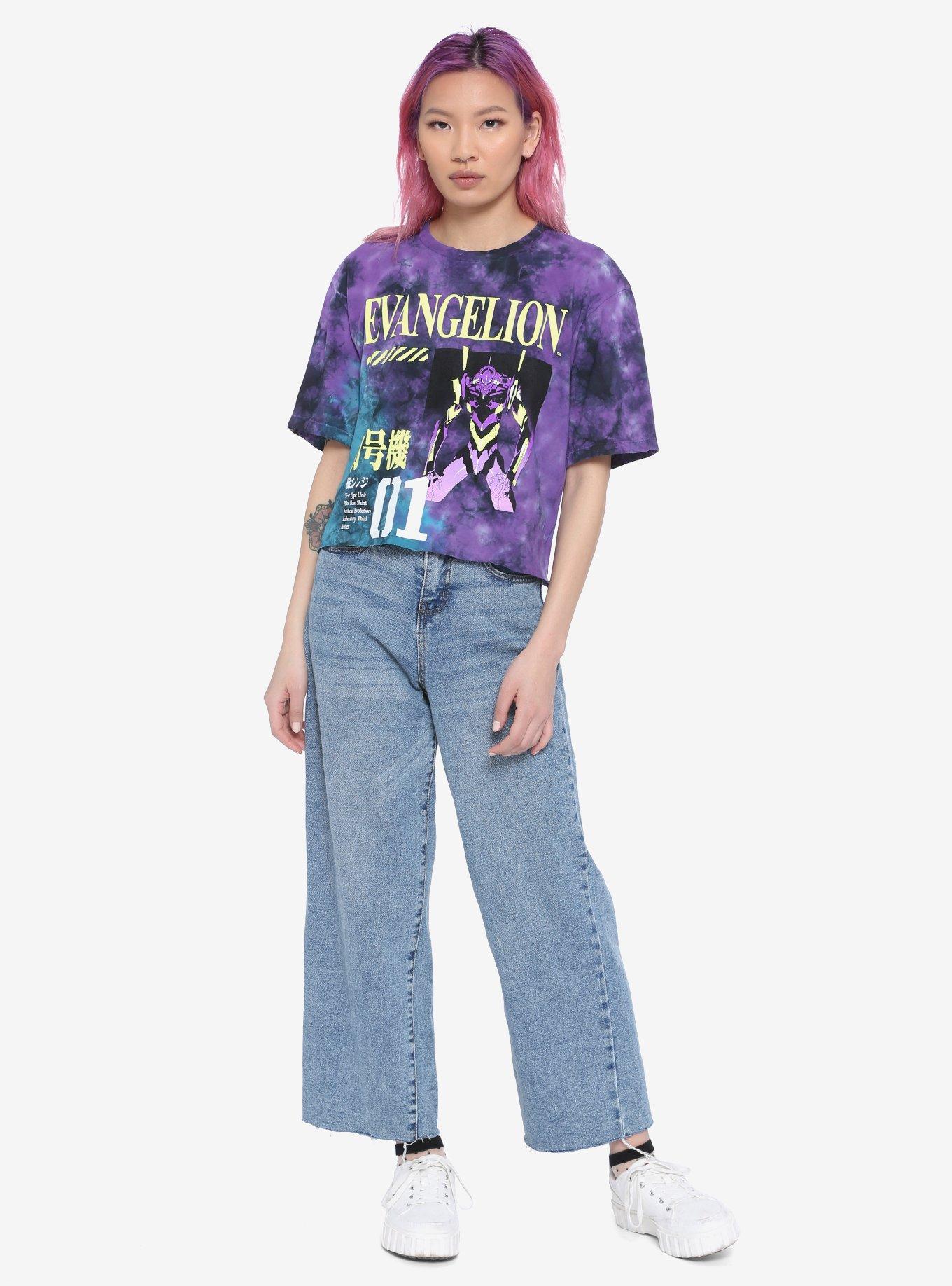 Neon Genesis Evangelion EVA Test Type Unit 01 Tie-Dye Girls Crop T-Shirt, MULTI, alternate