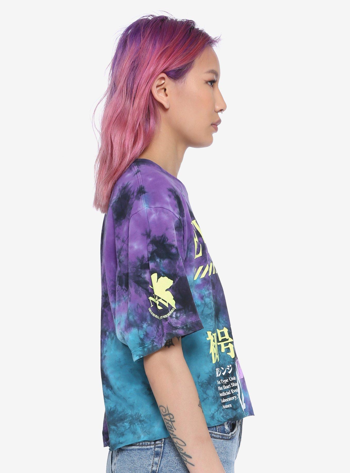 Neon Genesis Evangelion EVA Test Type Unit 01 Tie-Dye Girls Crop T-Shirt, MULTI, alternate